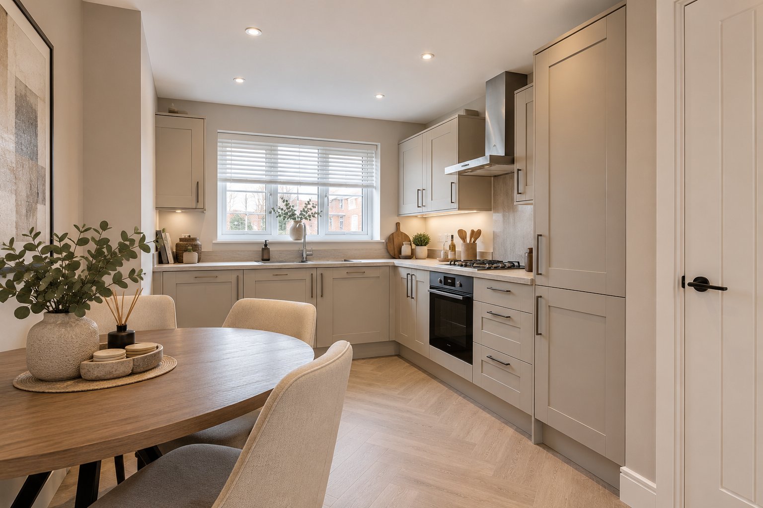 Completed bespoke kitchen in Wigan new build homes